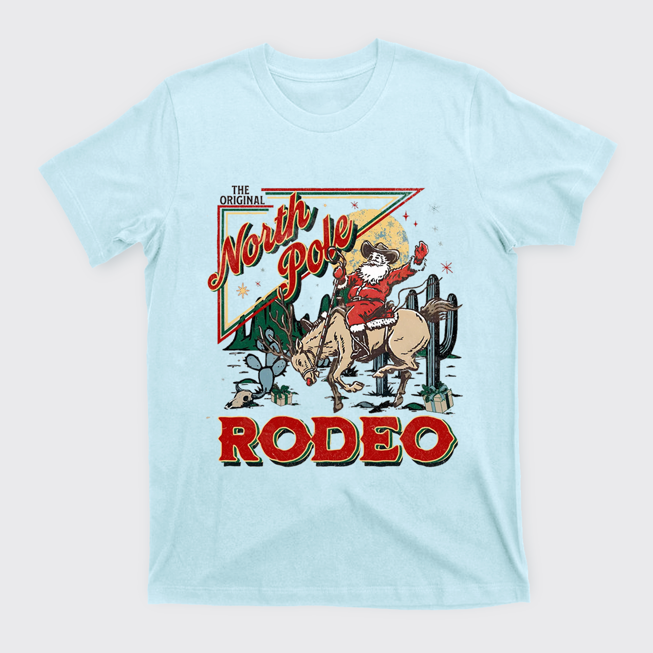 Retro North Pole Rodeo Cowboy Santa Christmas T-Shirts
