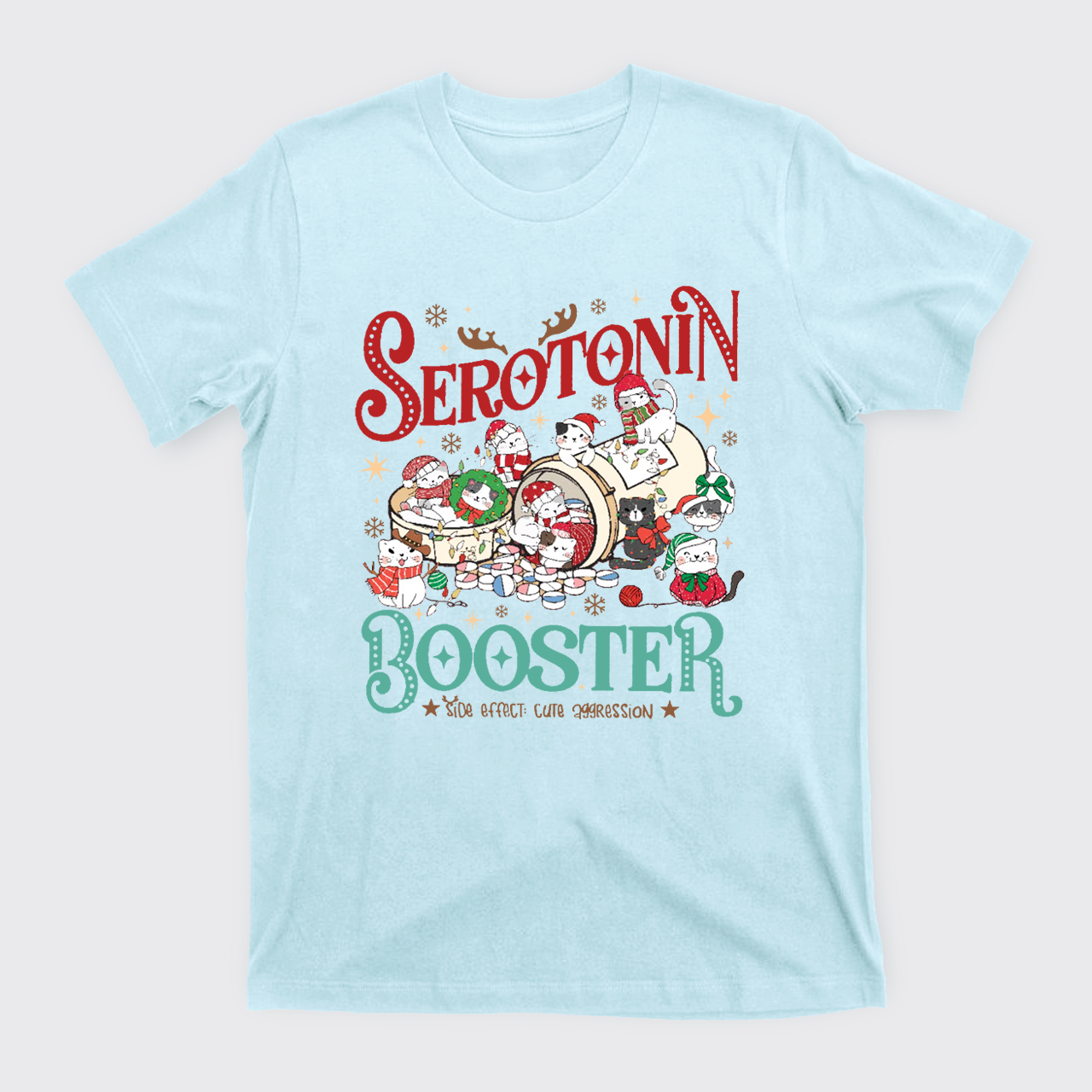 Serotonin Booster Cat Mental Health Christmas T-Shirts