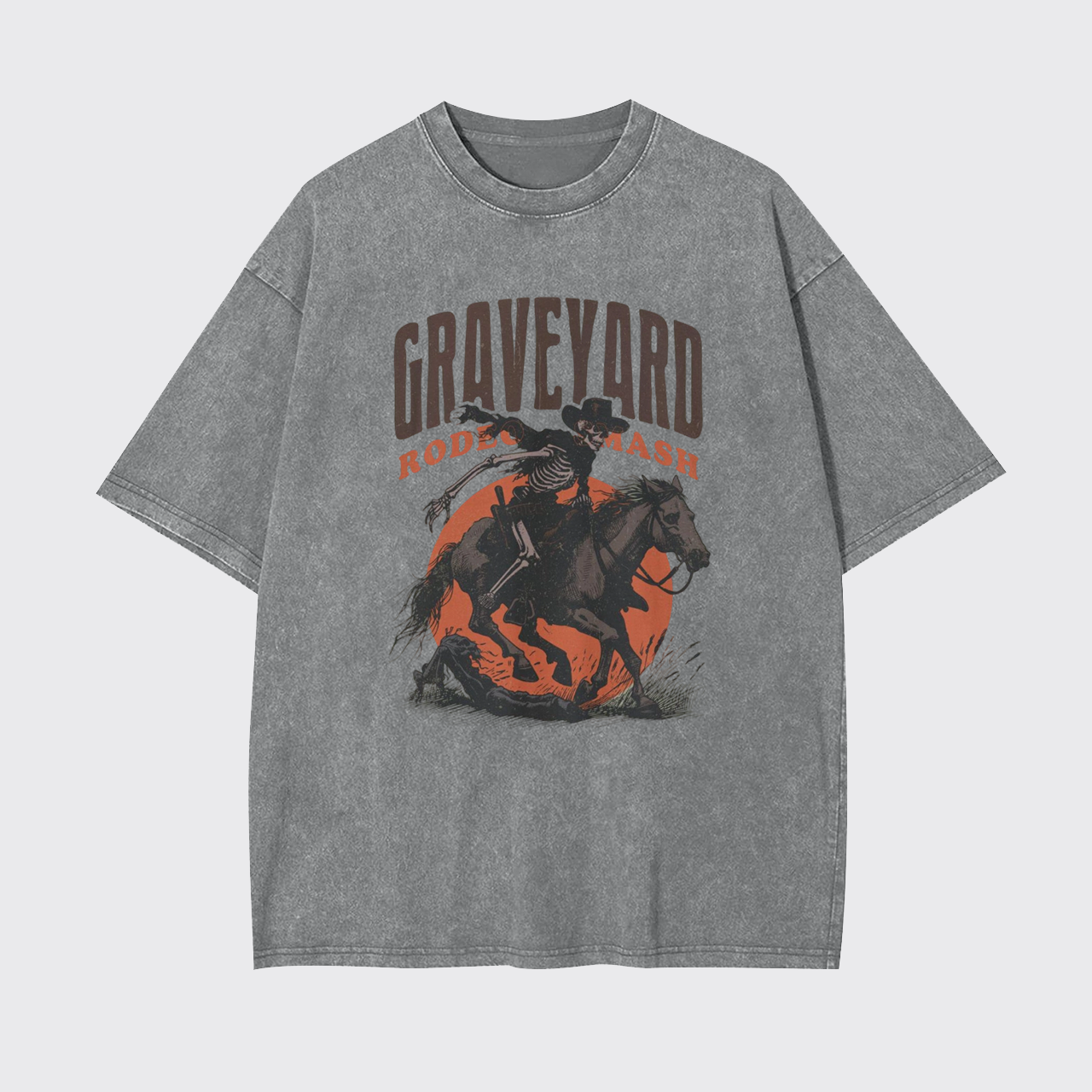 Retro Skeleton Cowboy Vintage Western Garment-dye Tees