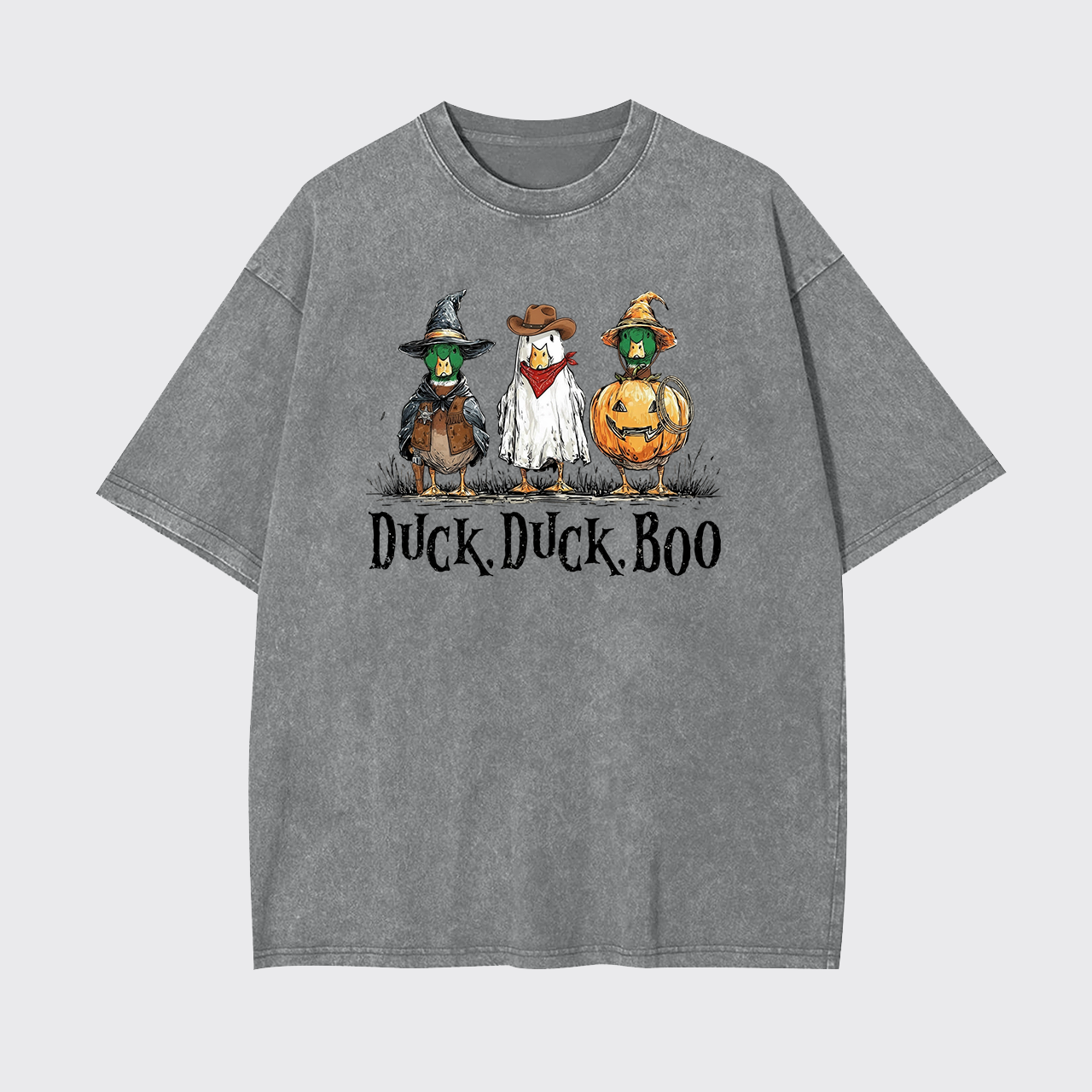 Duck Duck Boo Funny Goose Halloween Garment-dye Tees