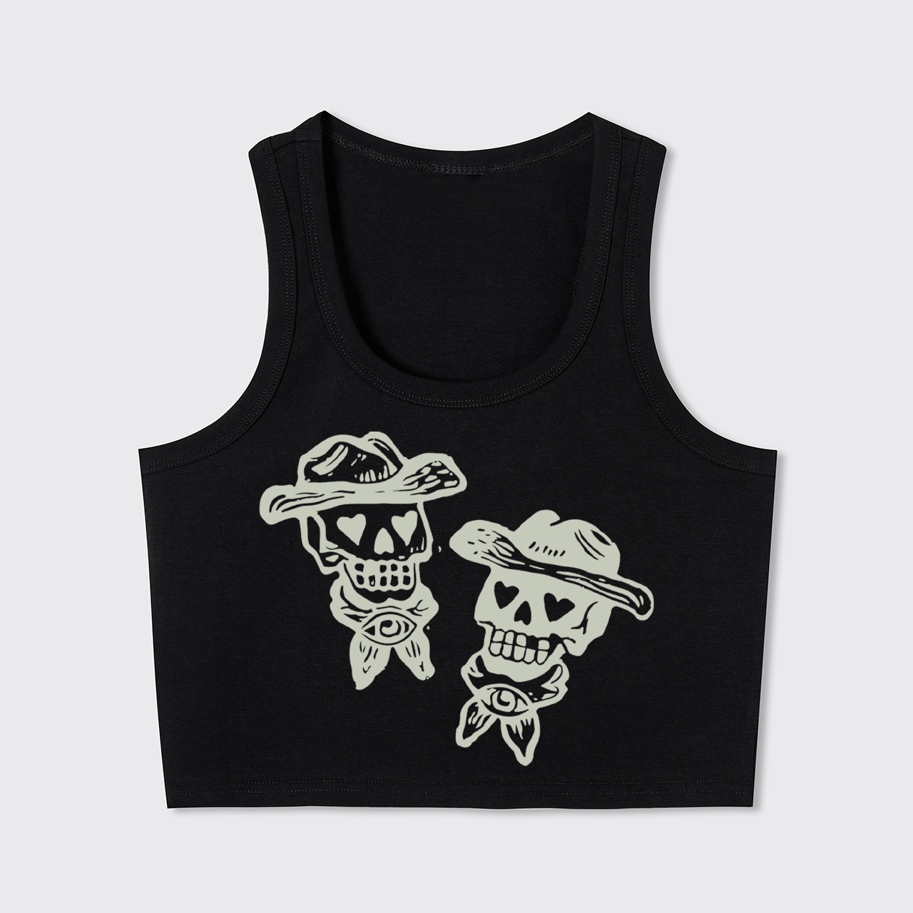 Goth Western Inspired Skull Cowboy Tattoo Tank Top