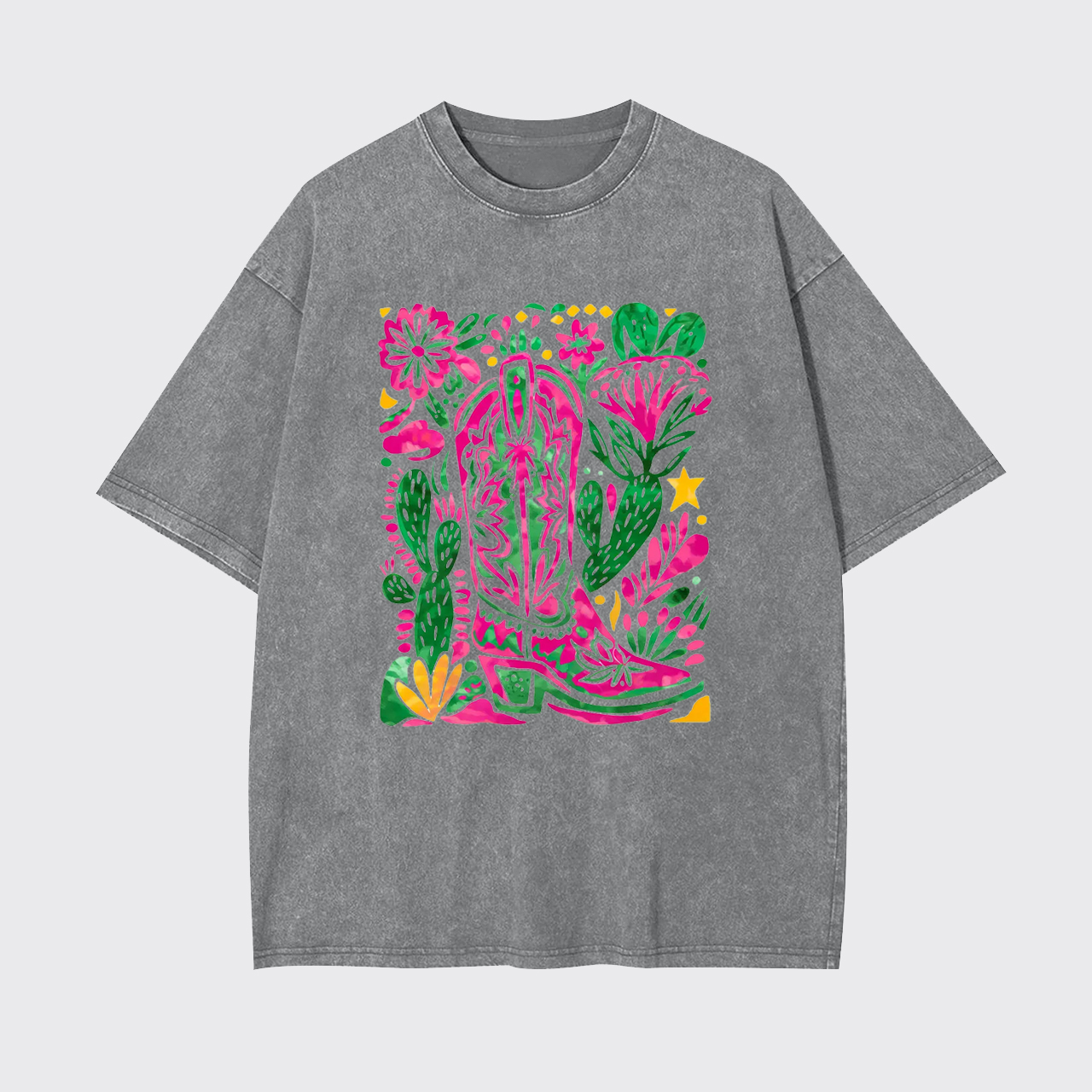 Western Floral Cowboy Boot Garment-dye Tees