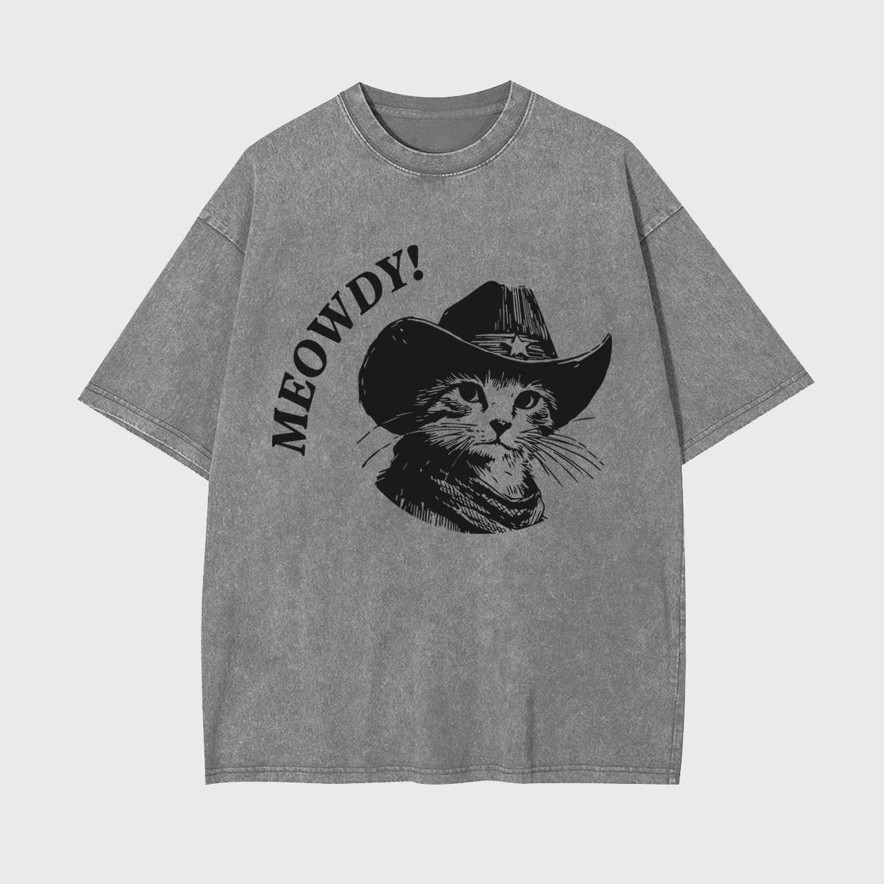 Meowdy Vintage Cowboy Cat Garment-dye Tees