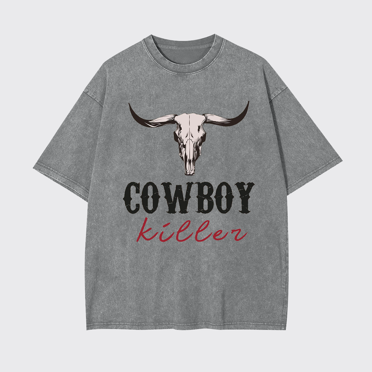 Boho Bull Skull Cowboy Killer Garment-dye Tees