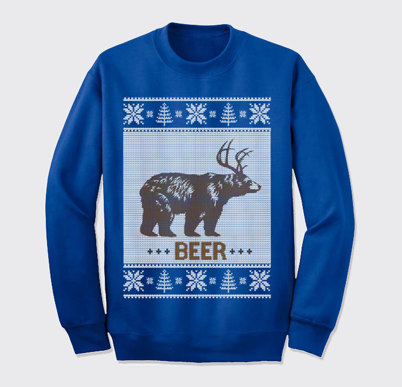 Christmas Bear Beer Deer Ugly Knit Sweatshirt