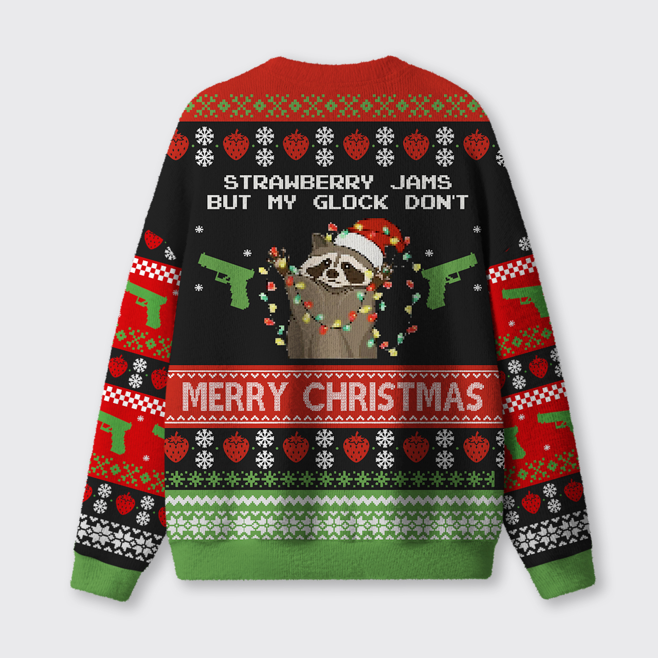 Strawberry Jams But My Glock Don't Ugly Knit Sweatshirt