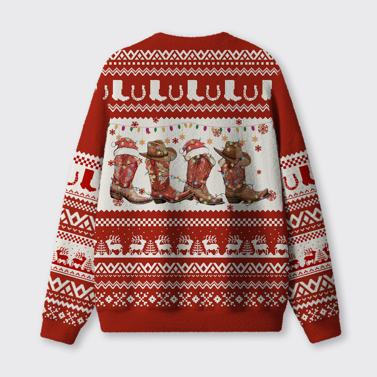 Christmas Cowgirl Boots Ugly Knit Sweatshirt