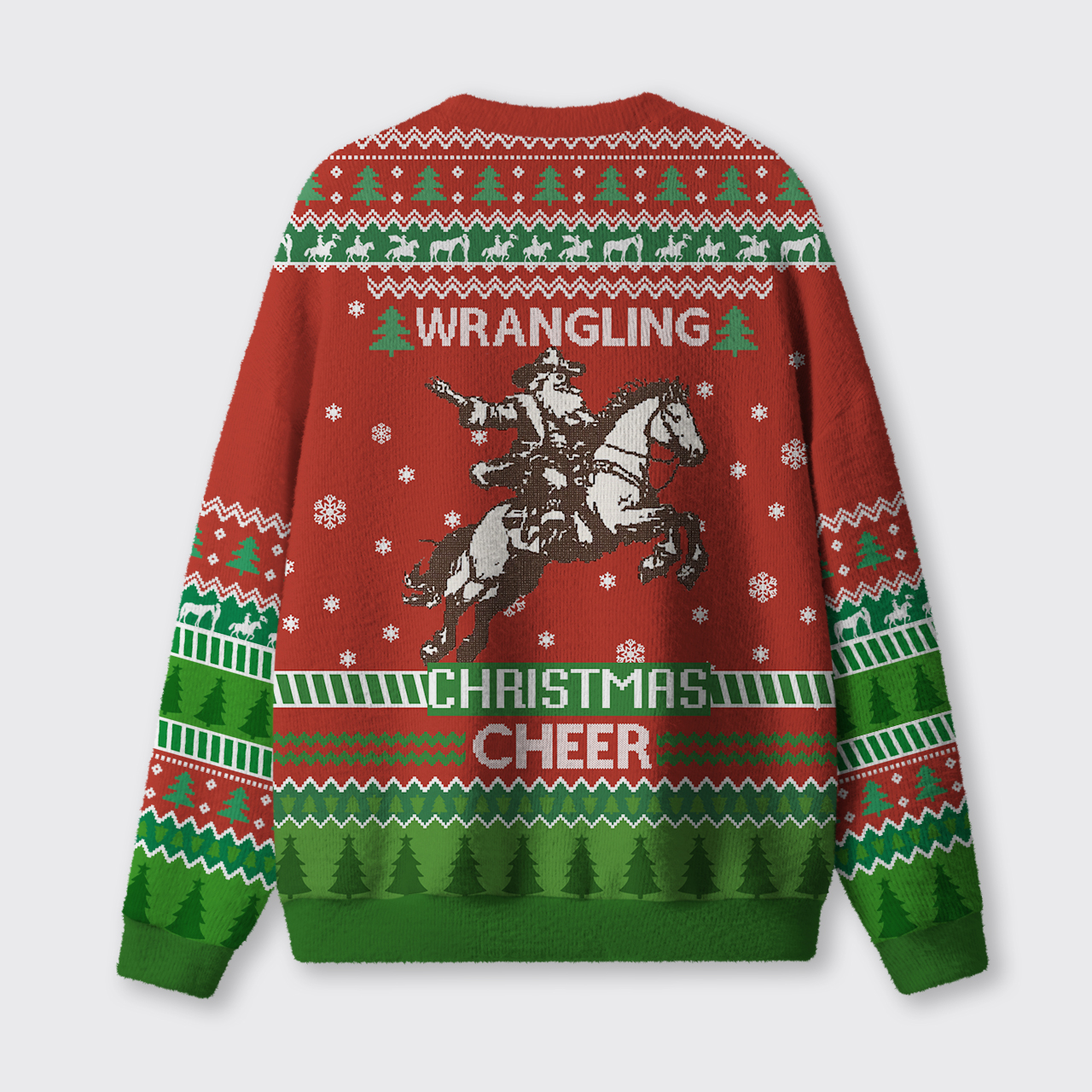 Wrangling Christmas Cheer Ugly Knit Sweatshirt