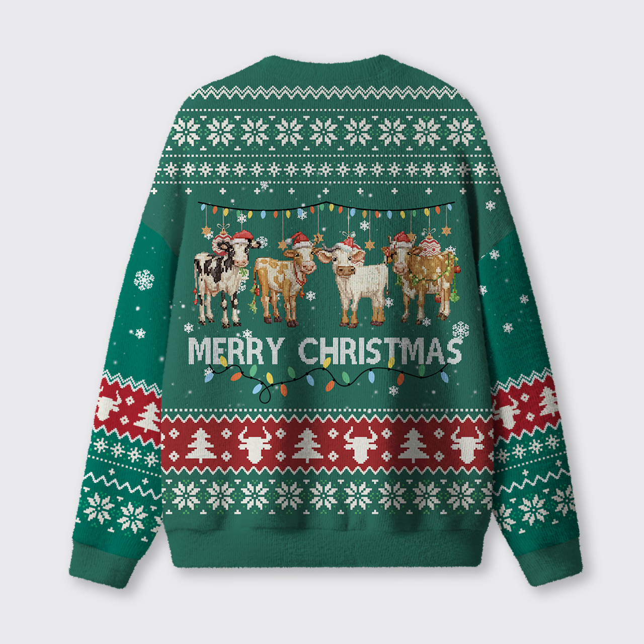 Christmas Cattle Cheer Ugly Knit Sweatshirt