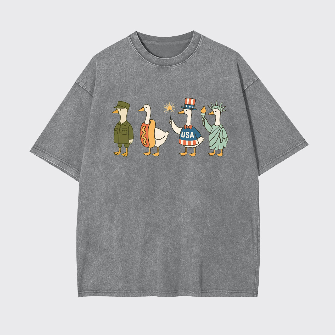 4th Of July-Patriotic Goose Garment-dye Tees