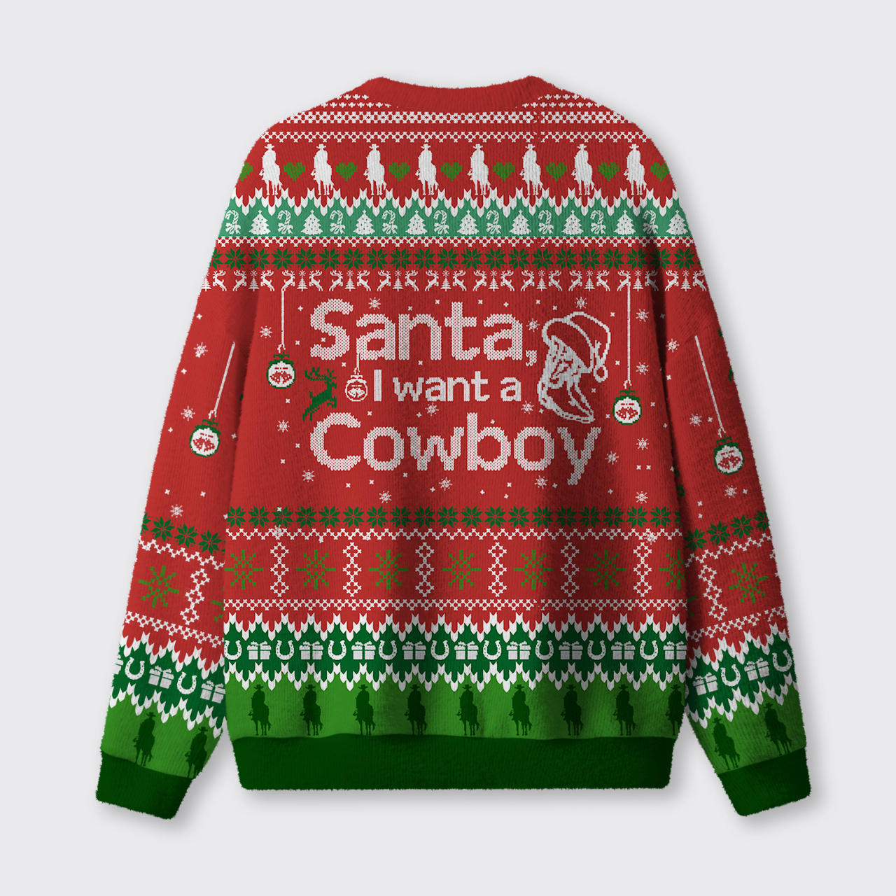 Santa I Want A Cowboy Ugly Knit Sweatshirt