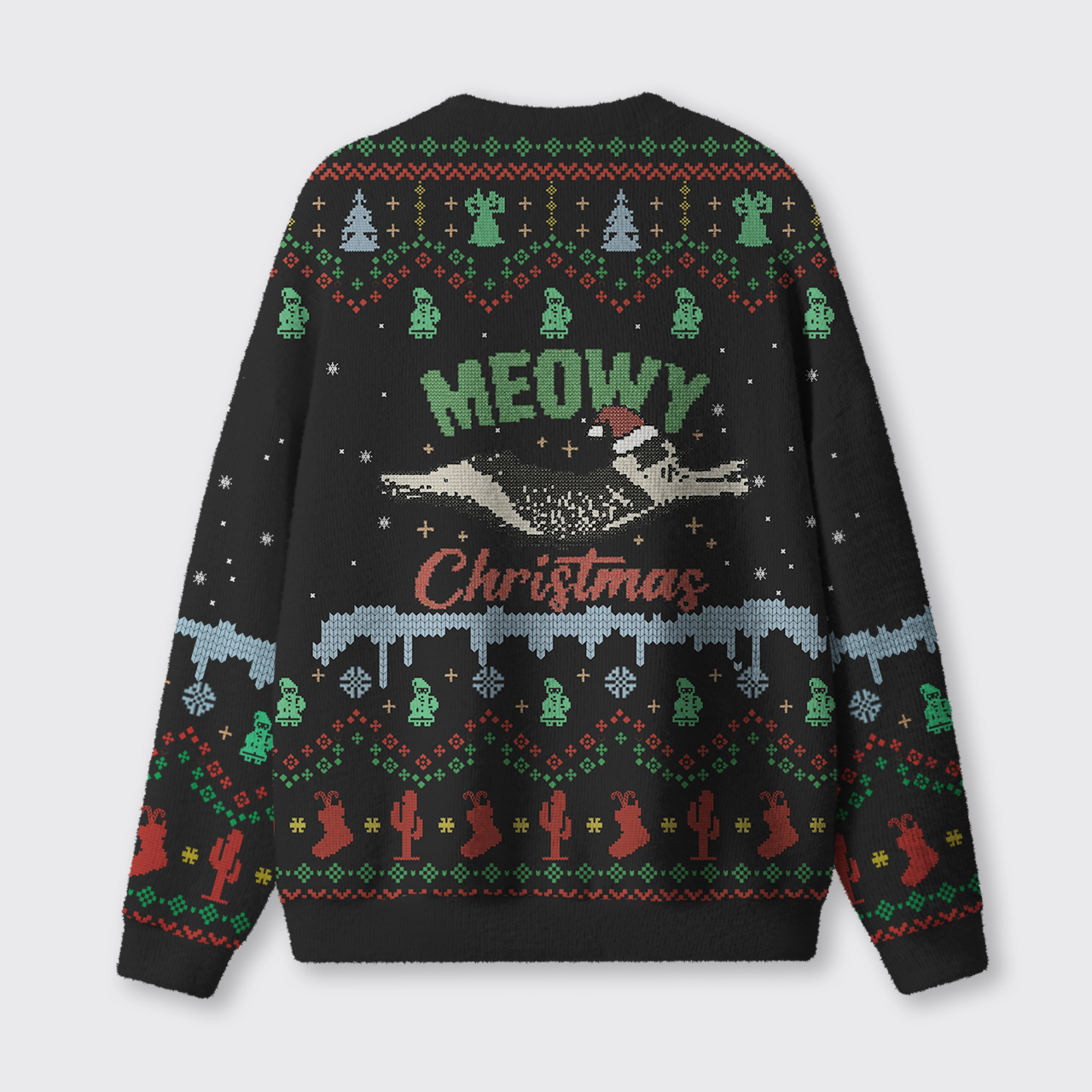Meowy Christmas Adventure Ugly Knit Sweatshirt