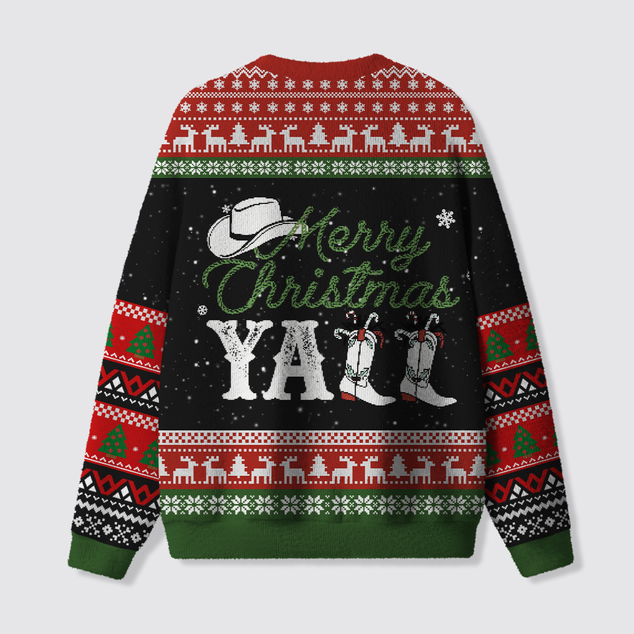 Merry Christmas Yall Cowgirl Ugly Knit Sweatshirt