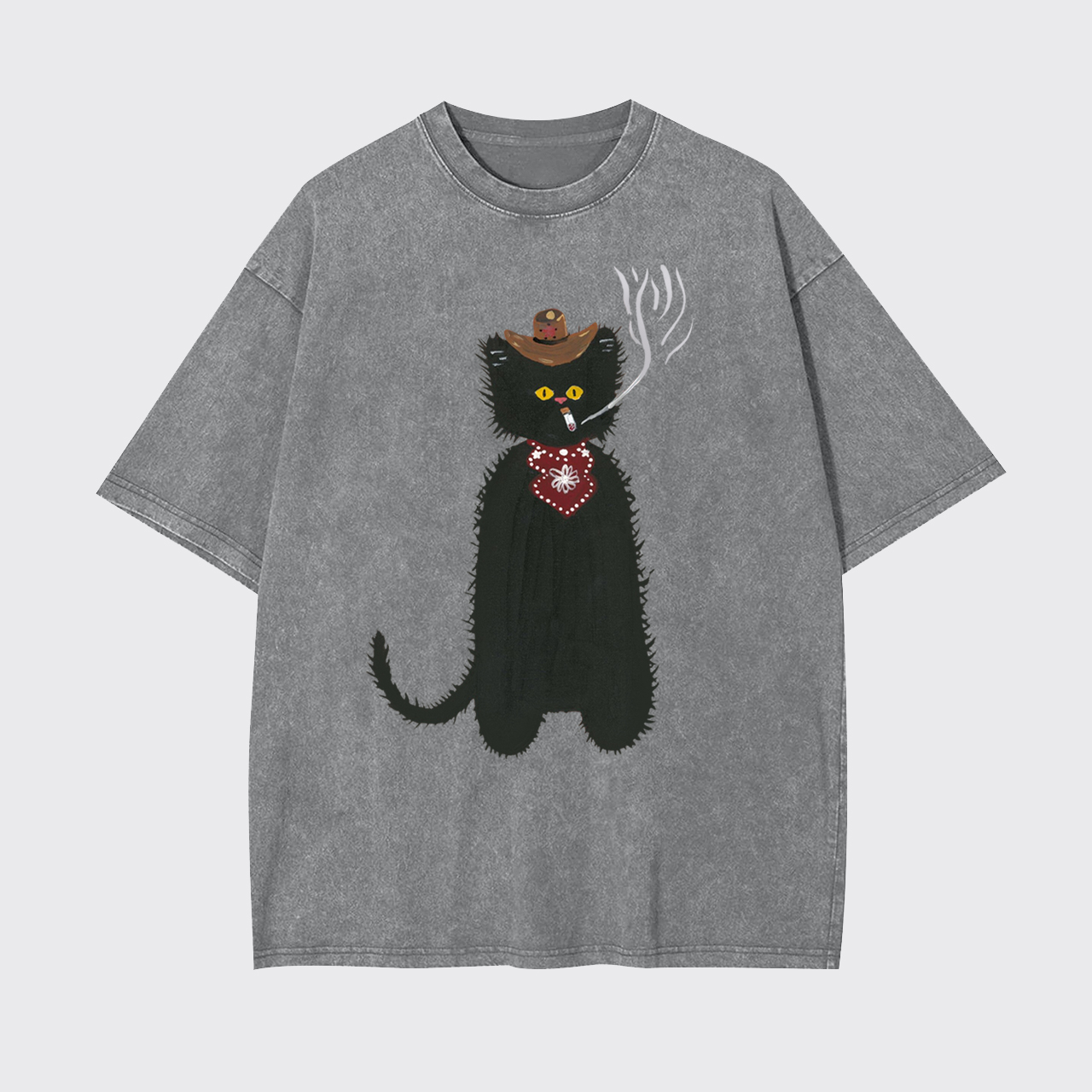 Cat Cowboy Smoking Garment-dye Tees
