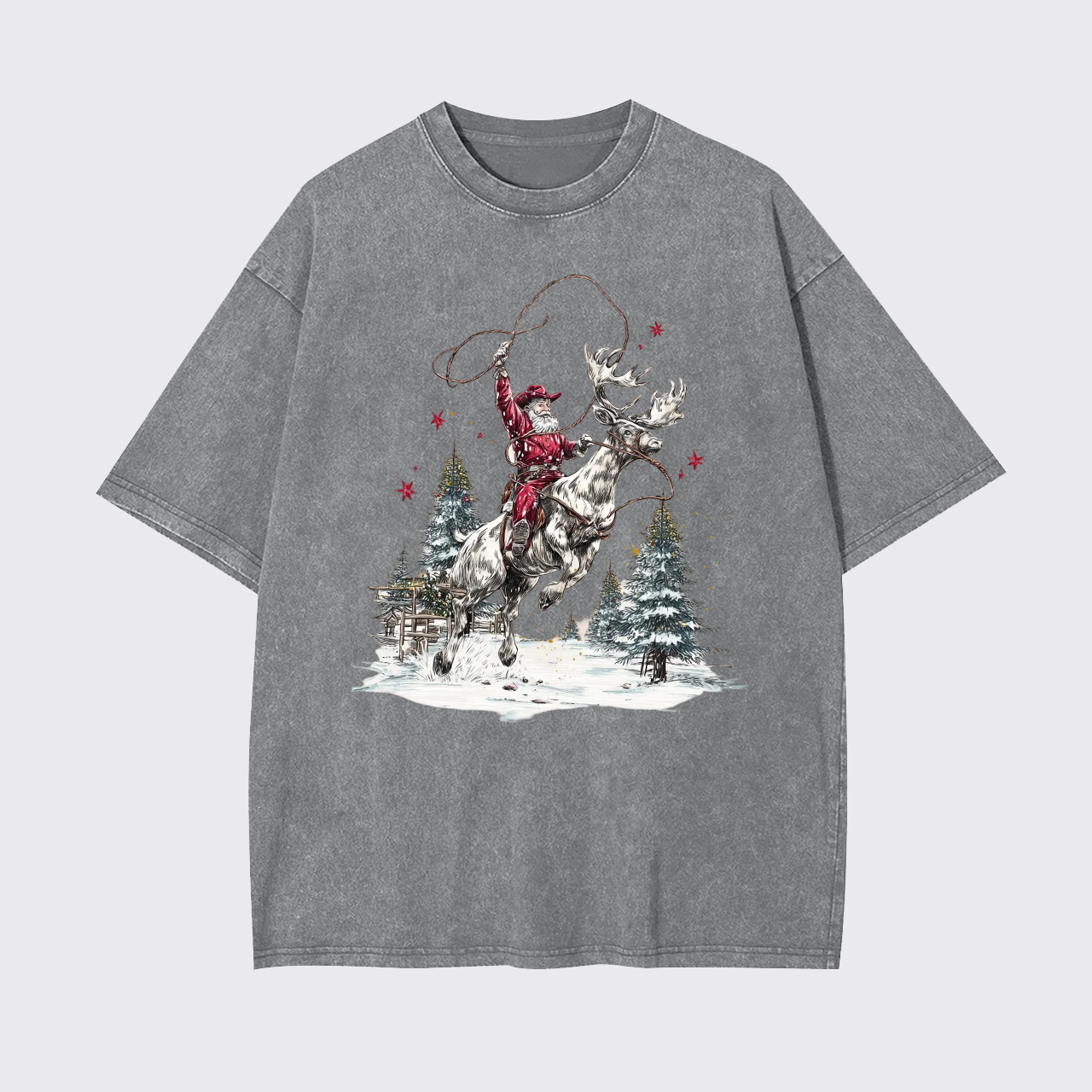 Retro Cowboy Santa Claus Garment-dye Tees