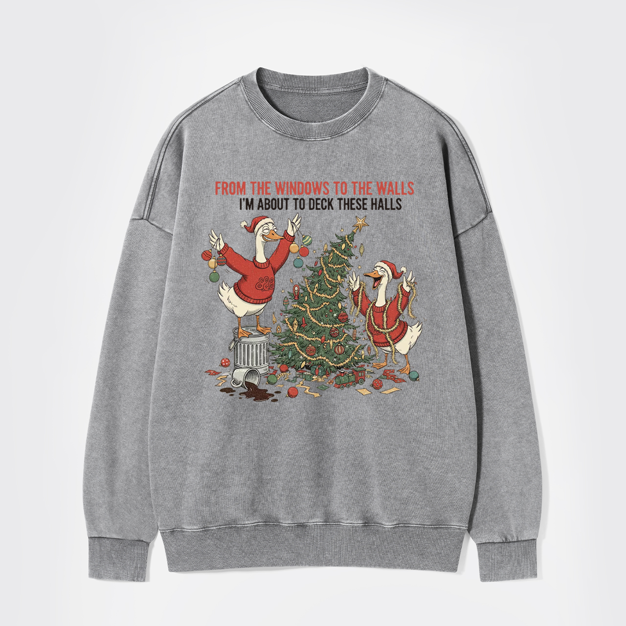 Funny Christmas Goose Washed Sweatshirts