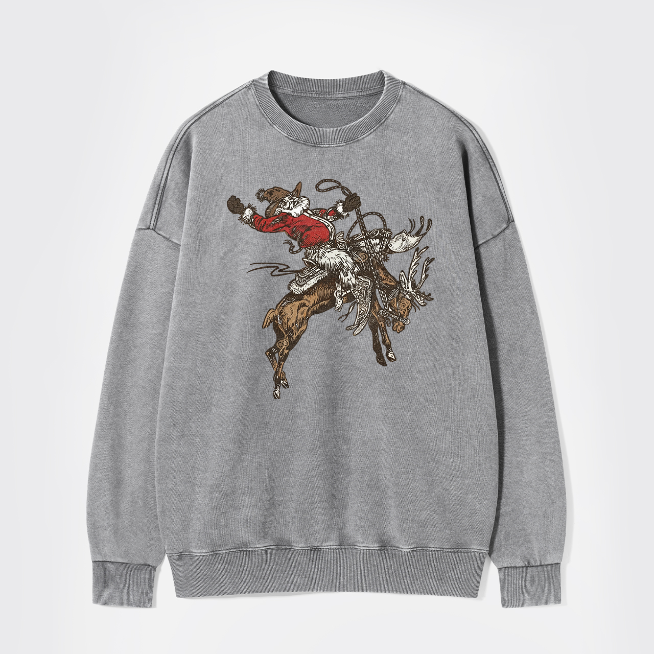Cowboy Santa Jingle Horse Reindeer Washed Sweatshirts