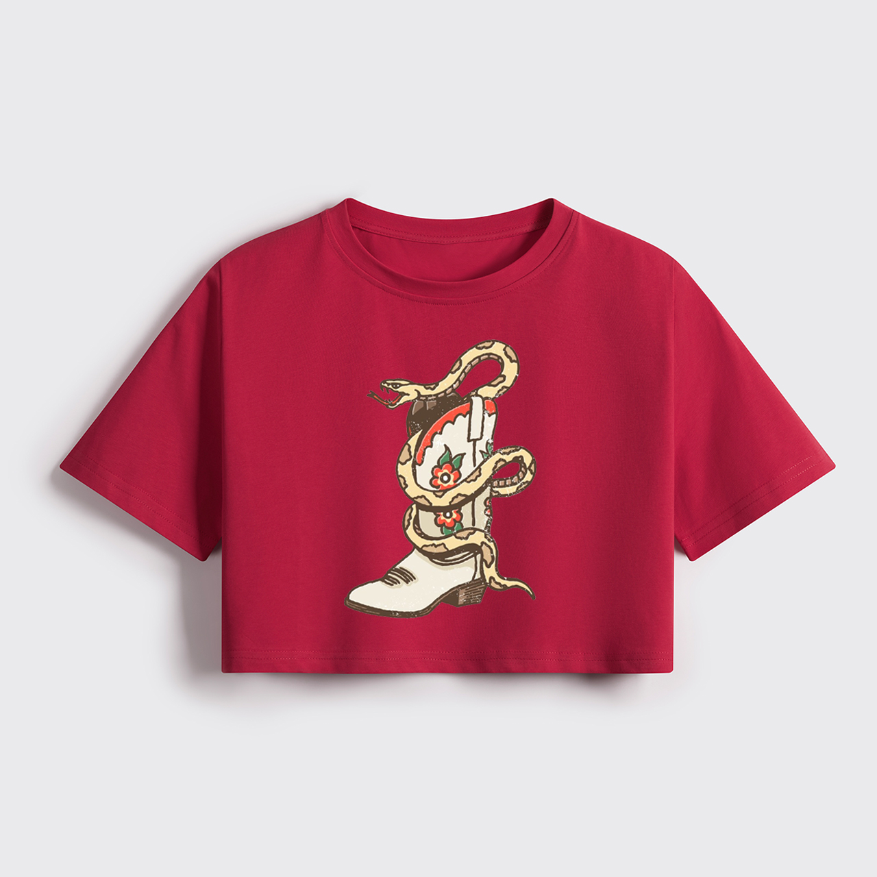 Snake in the Boot Cropped Boxy Tee