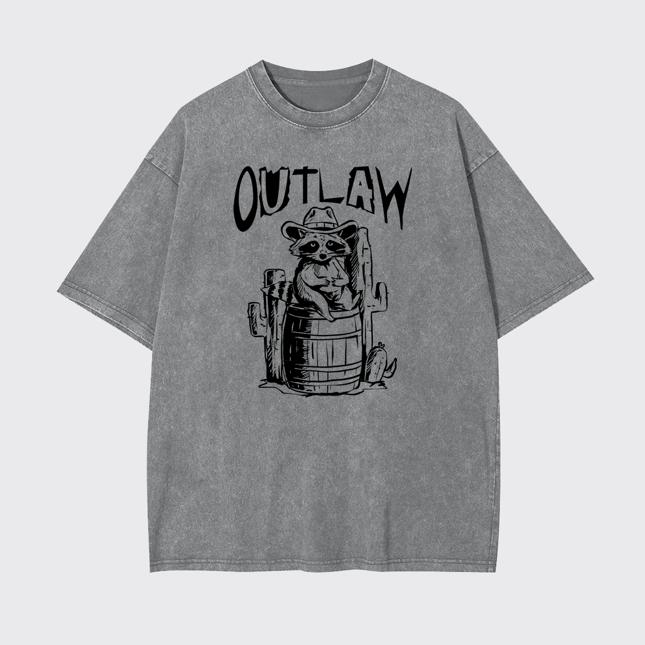 Retro Outlaw Raccoon Cowboy Garment-dye Tees