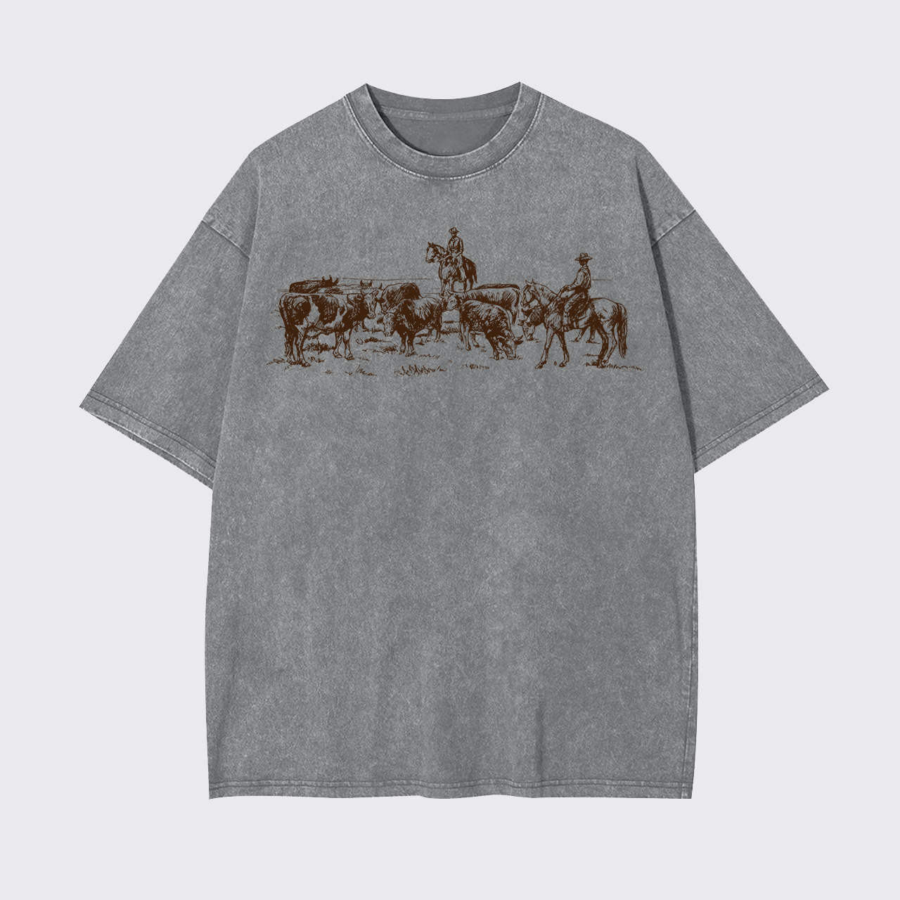Cowboy Rodeo Western Horse Garment-dye Tees