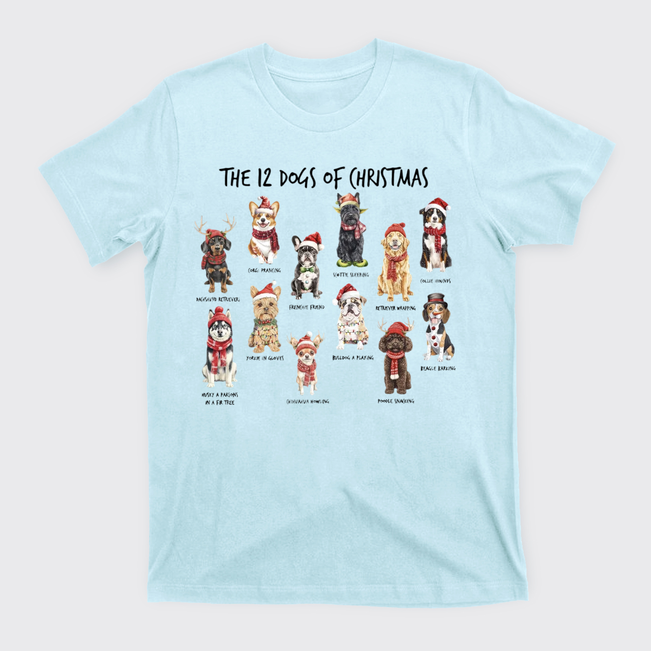 Retro 12 Dogs of Christmas T-Shirts