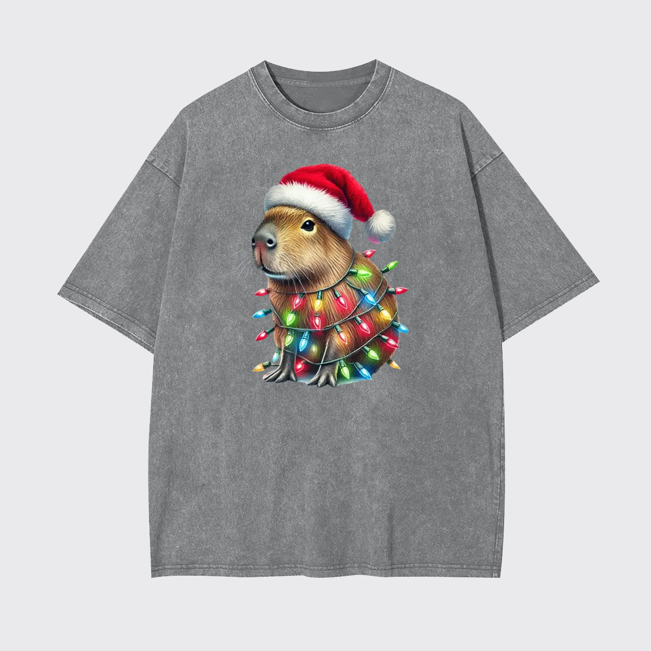Capybara Christmas Lights Garment-dye Tees