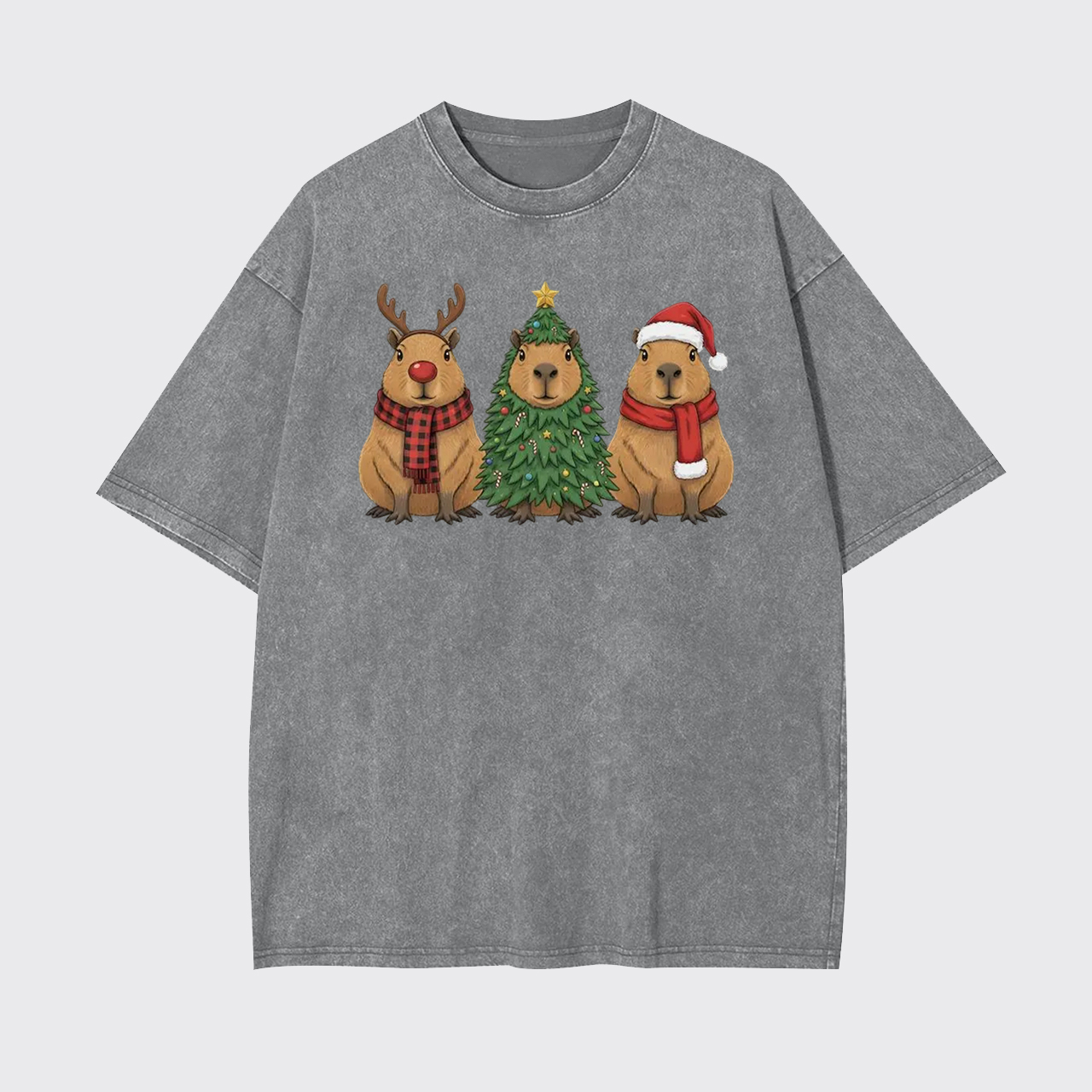 Santa Capybara Christmas Garment-dye Tees