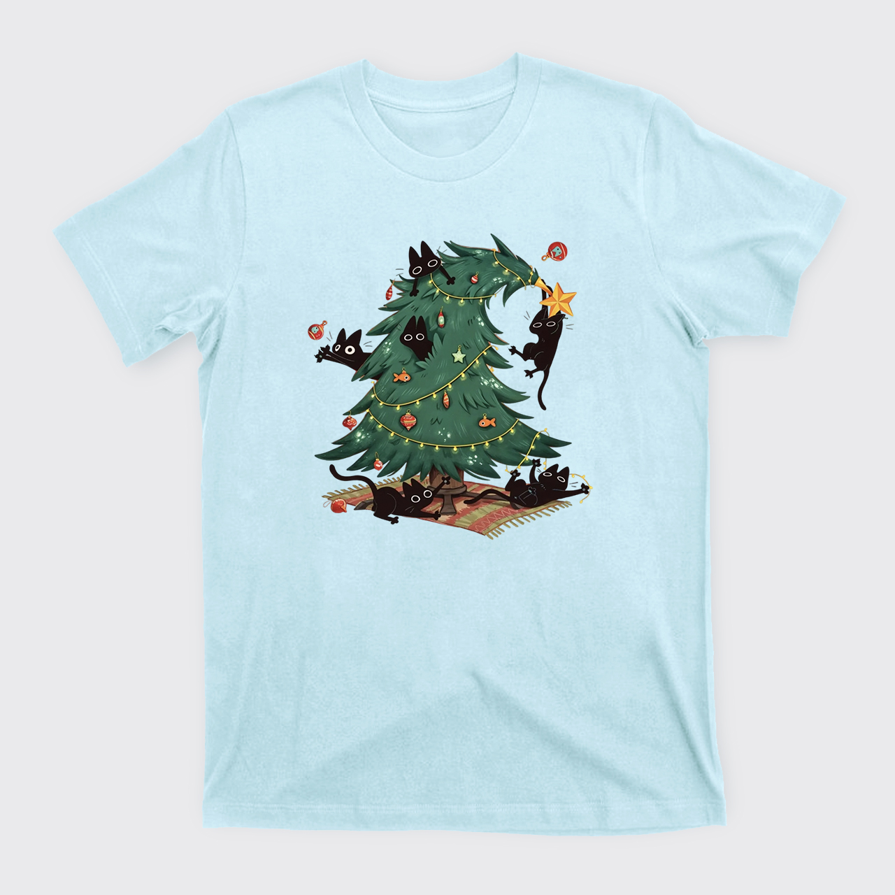 Christmas Tree And Black Cat T-Shirts