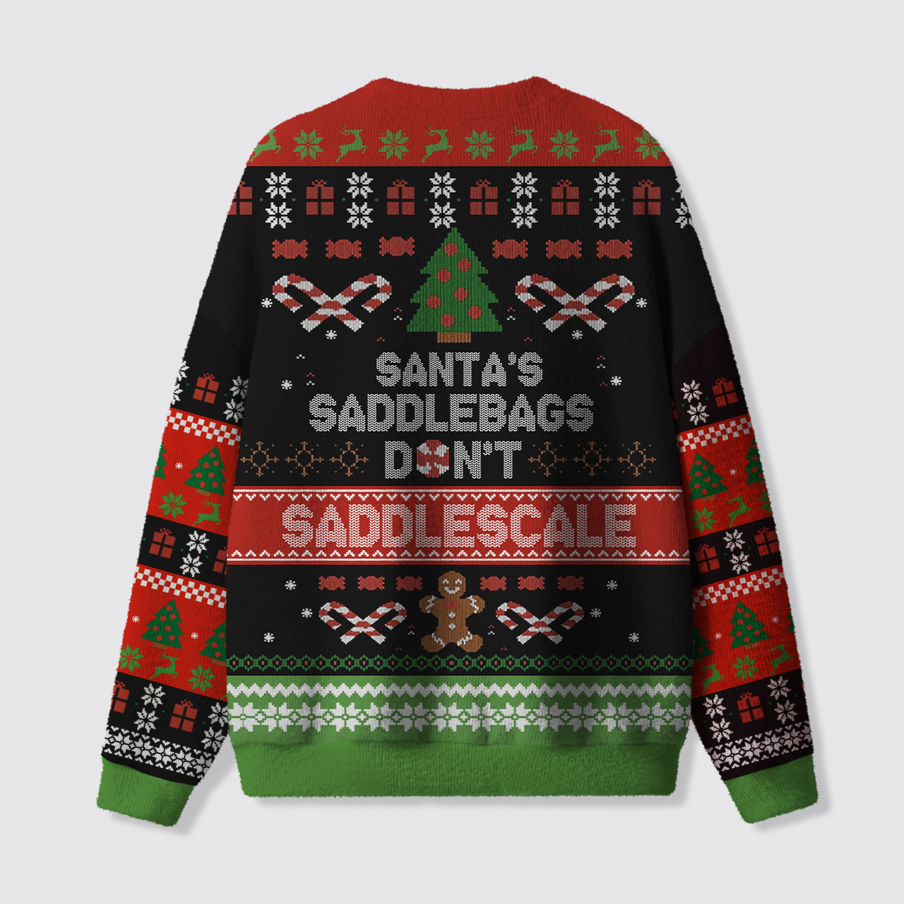 Santa's Saddlebags Don't Saddlescale Ugly Knit Sweatshirt
