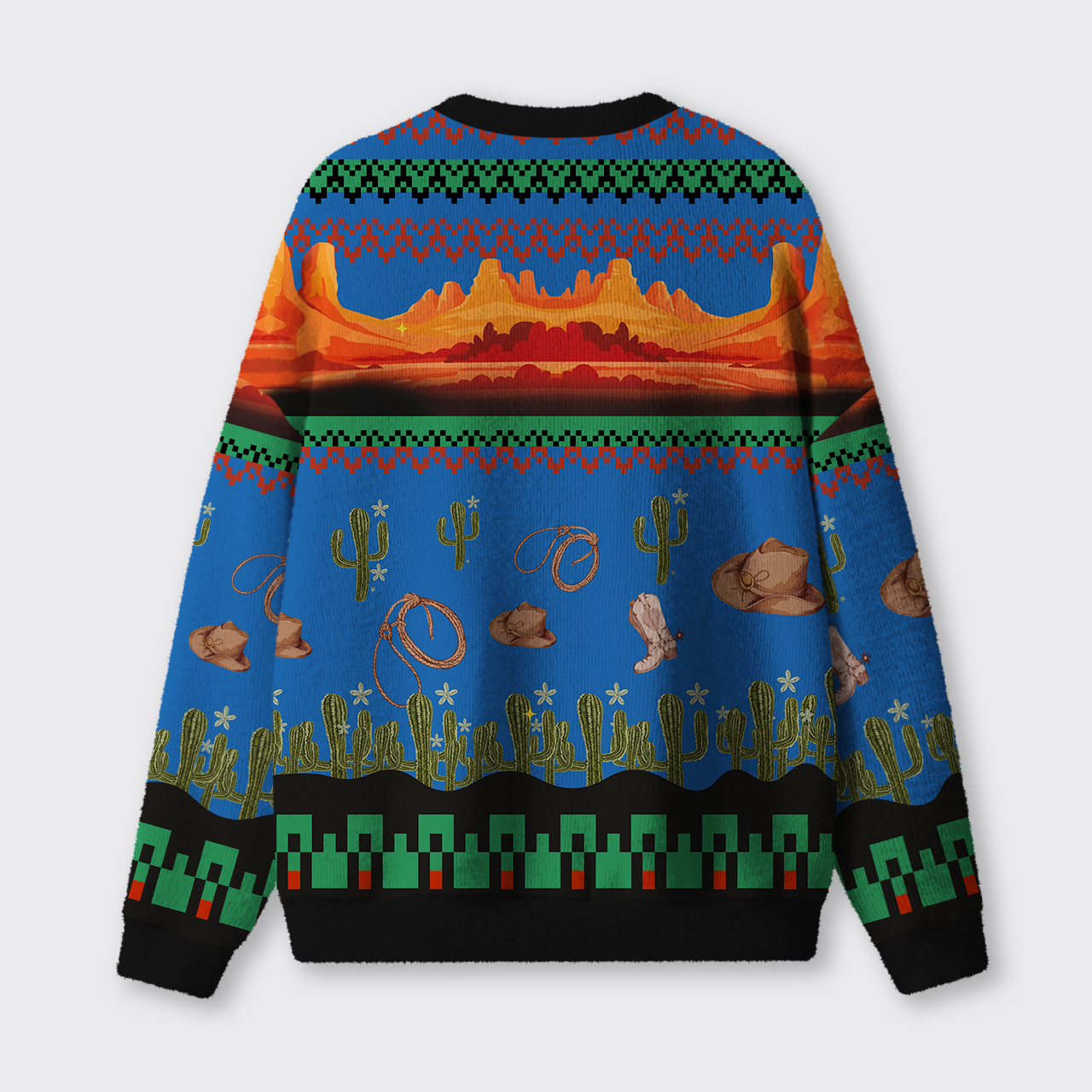 Cowboy Rider Christmas Ugly Knit Sweatshirt