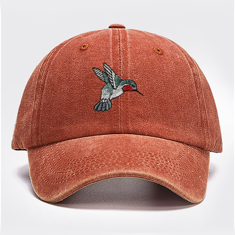 Embroidered Hummingbird Baseball Cap