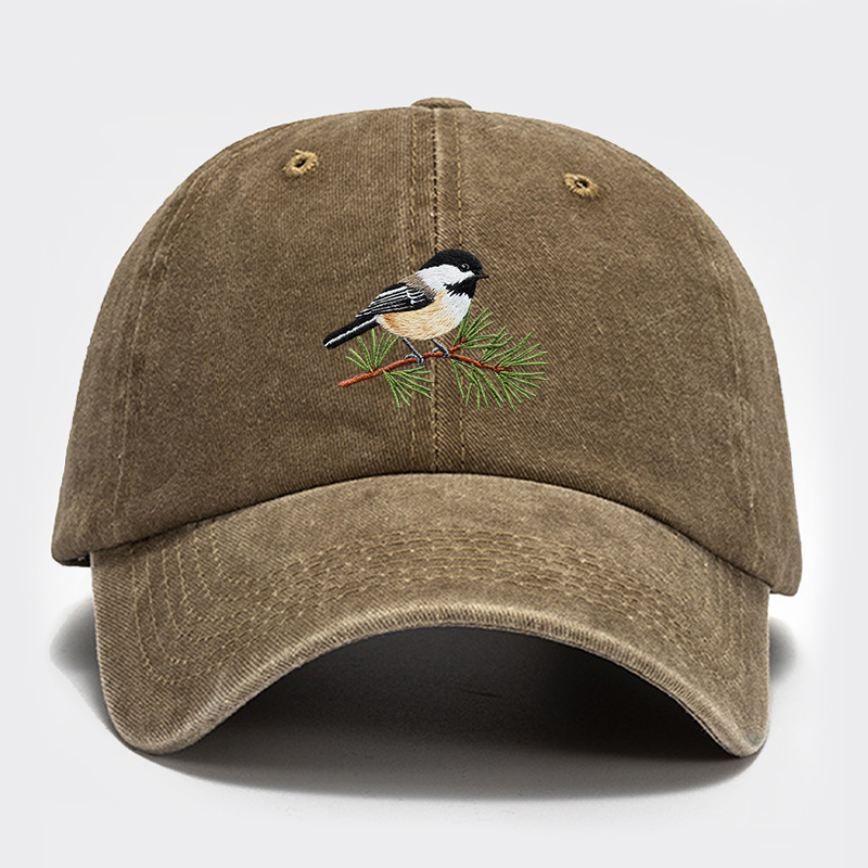Embroidered Chickadee Baseball Cap