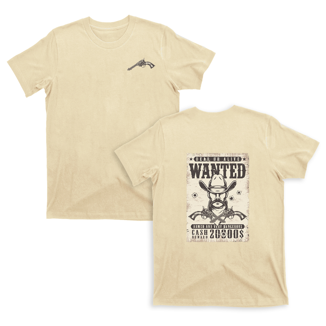 Vintage Wanted Wild West Poster Double Sided Printing T-Shirts