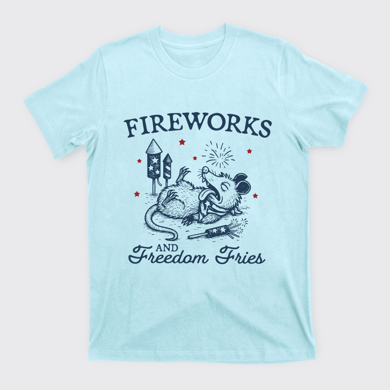Funny Opossum-Freedom Fireworks T-Shirts