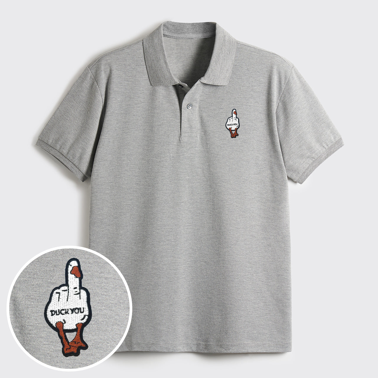 Funny Duck Middle Finger Embroidered Polo Shirts