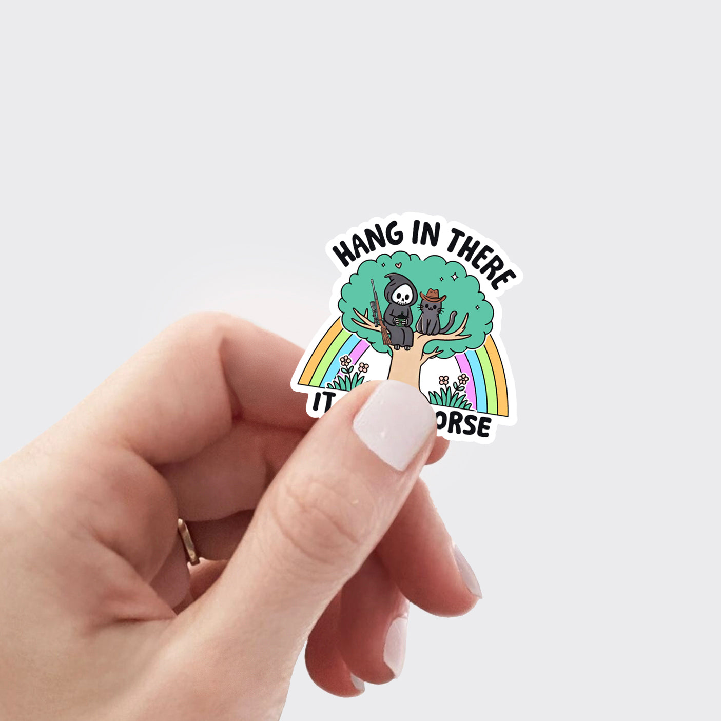 Mental Health-Hang In There It Gets Worse_Cowboybay Sticker