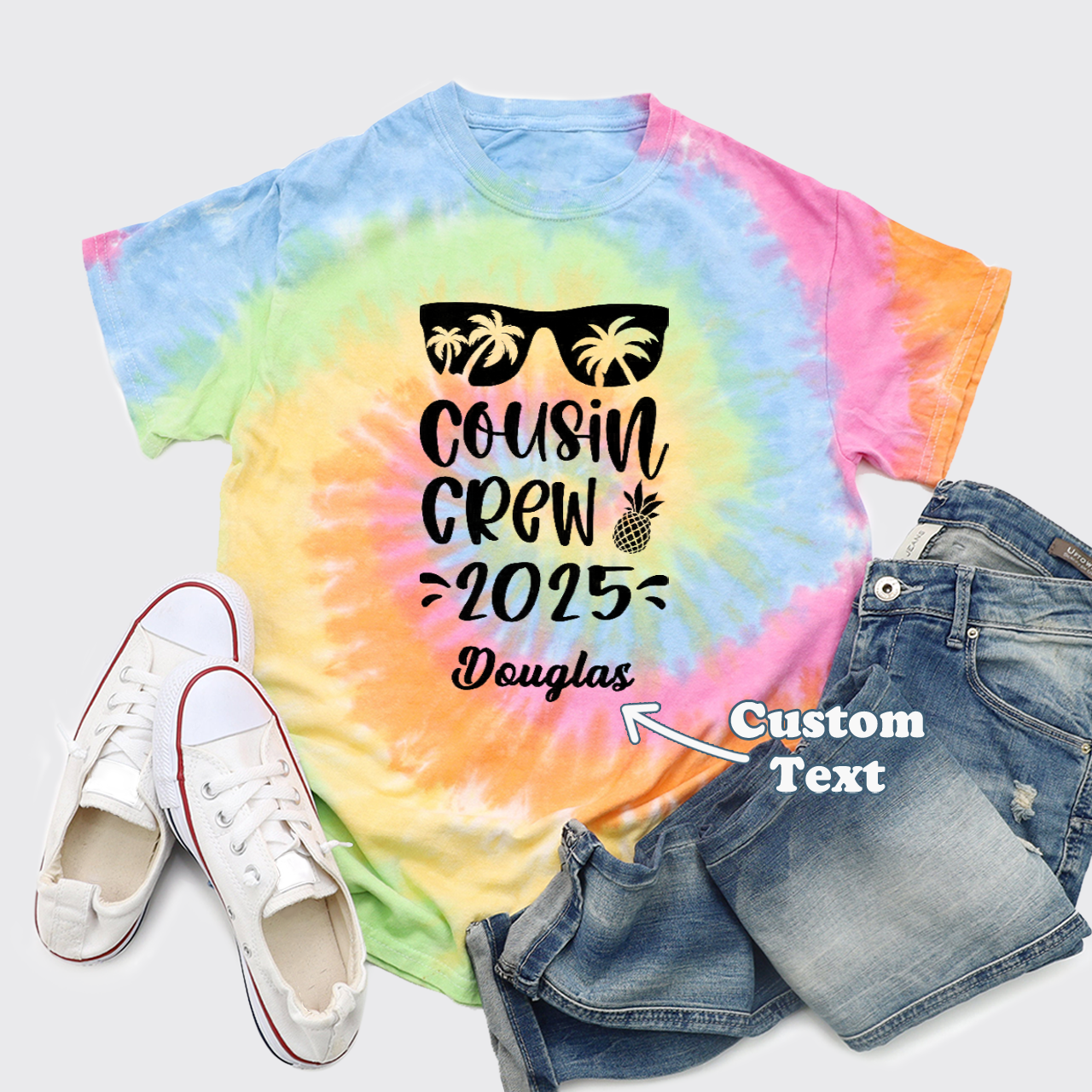 Personalized Cousin Crew 2025 Tie Dye Shirts