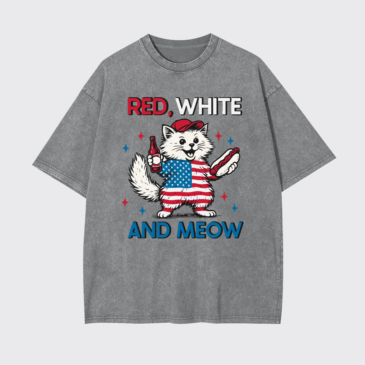 Funny Independence Day-Patriotic Cat Garment-dye Tees
