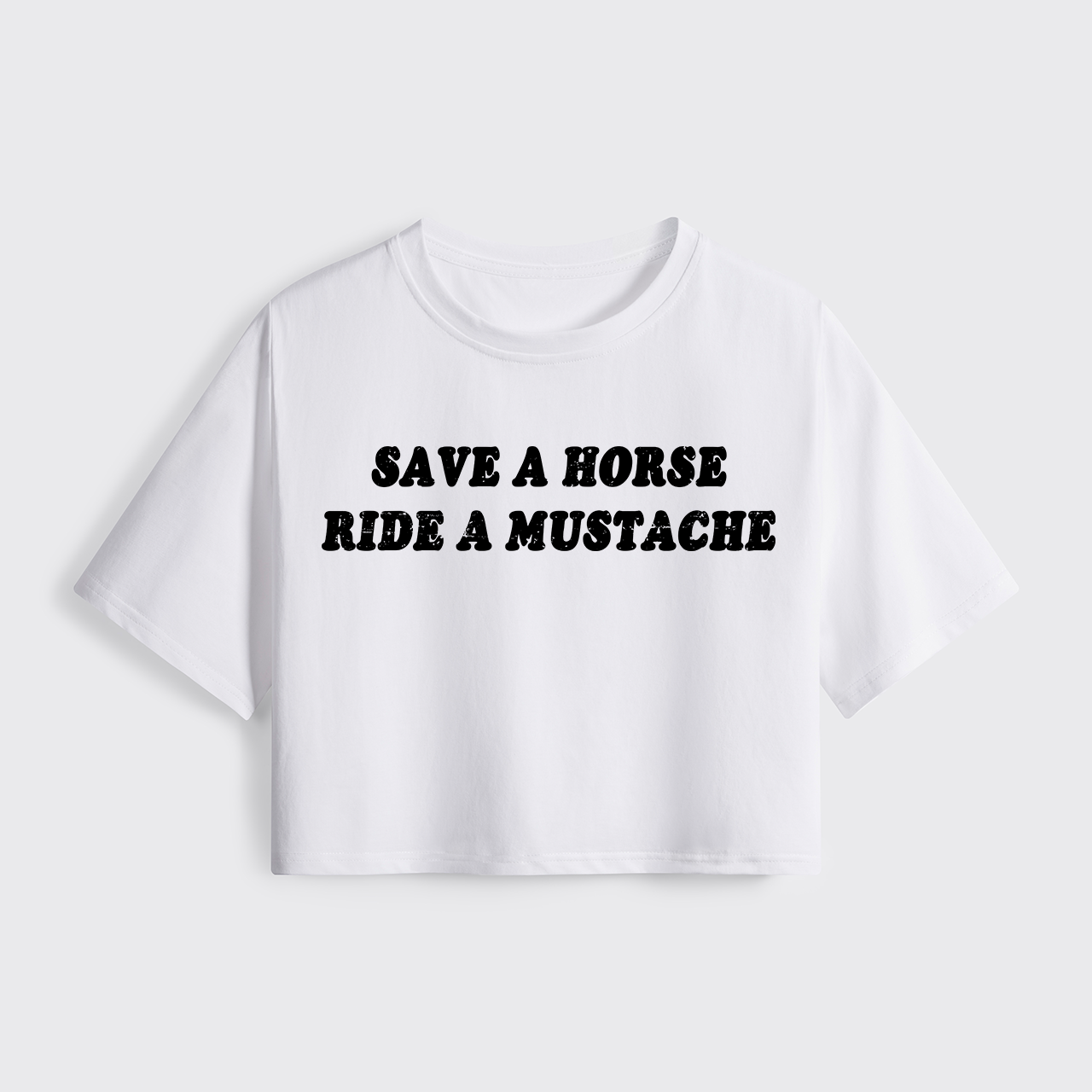 Save A Horse Ride A Mustache Cropped Boxy Tee