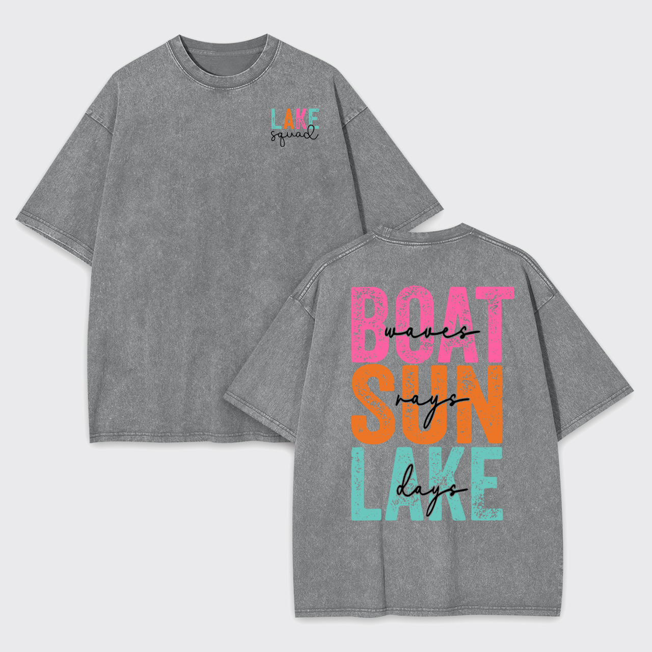 Hello Summer,Boat Waves Sun Rays Lake Garment-dye Tees