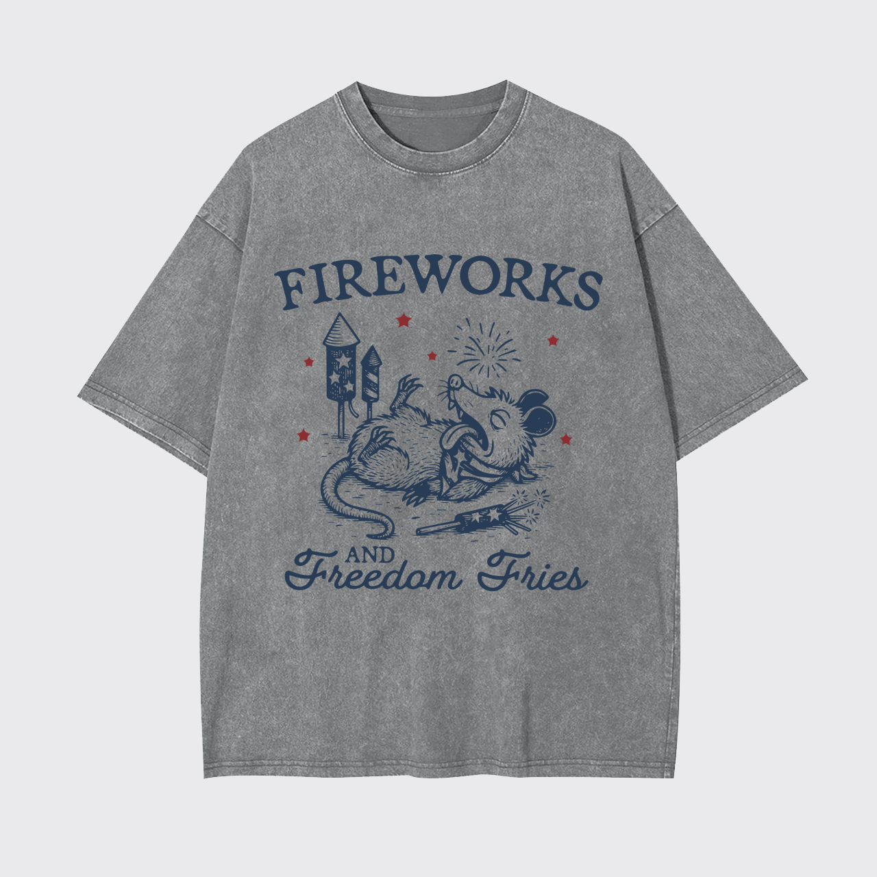Funny Opossum-Freedom Fireworks Garment-dye Tees