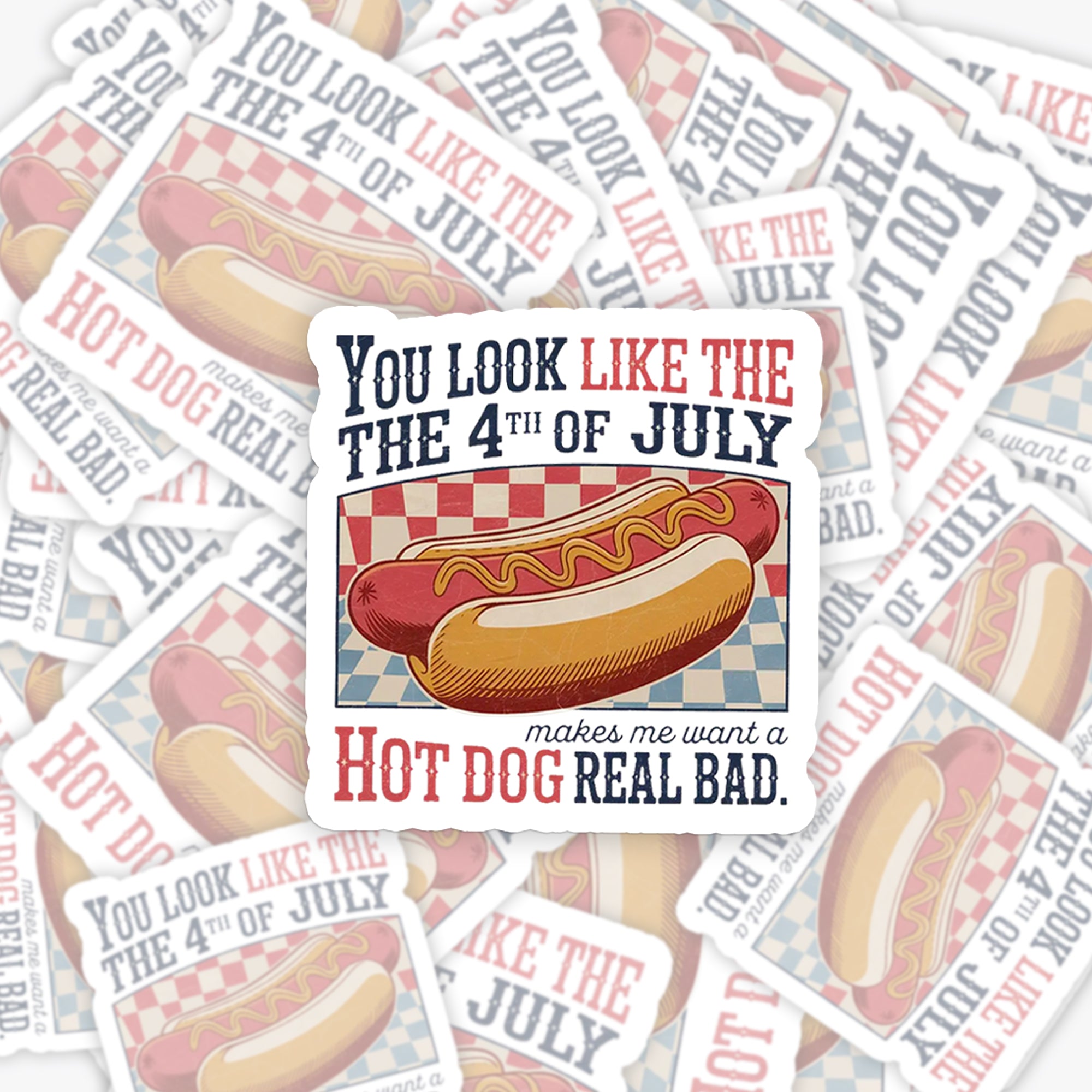 Funny 4th July-Makes Me Want A Hot Dog_Cowboybay Sticker