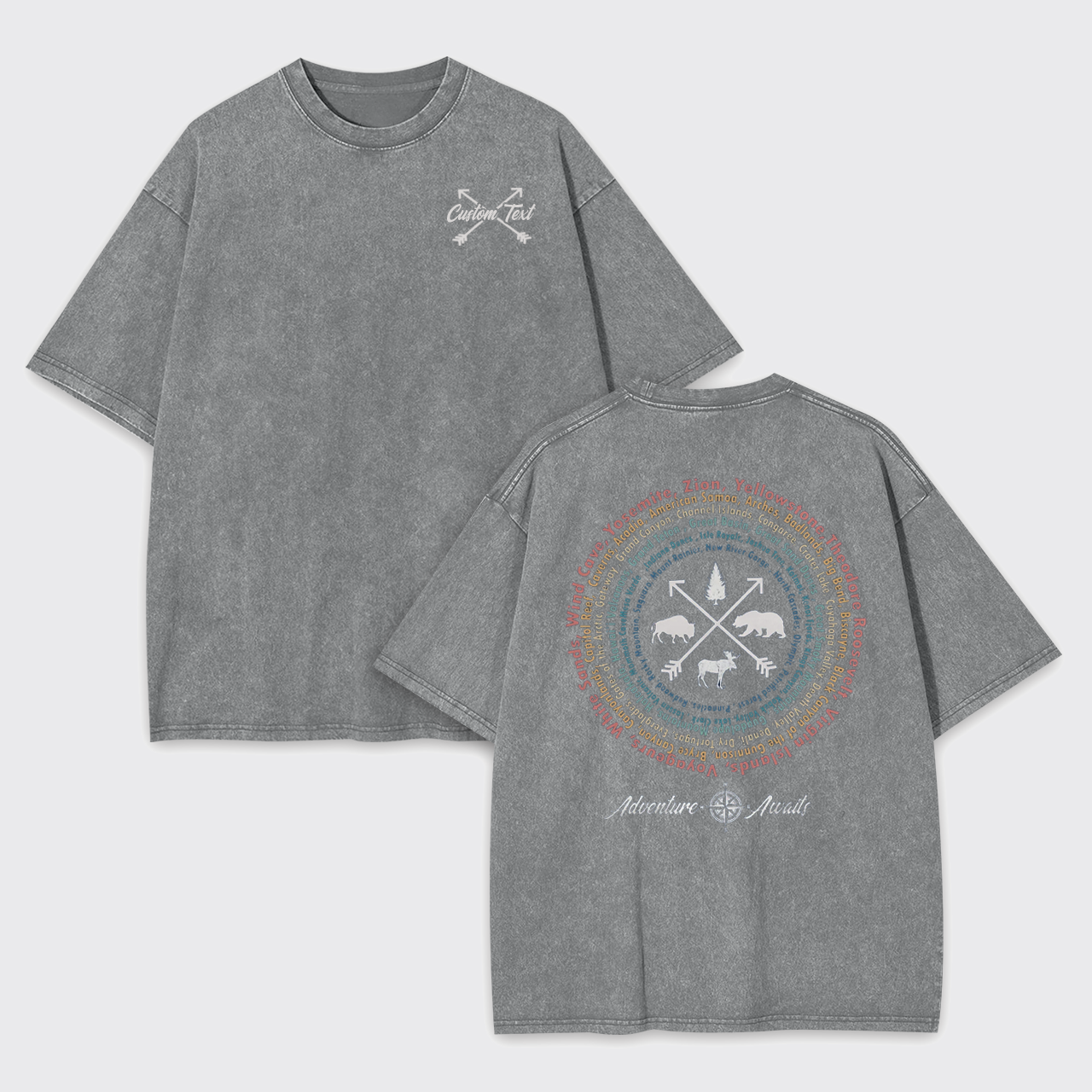 Personalized Compass And 63 National Park Garment-dye Tees