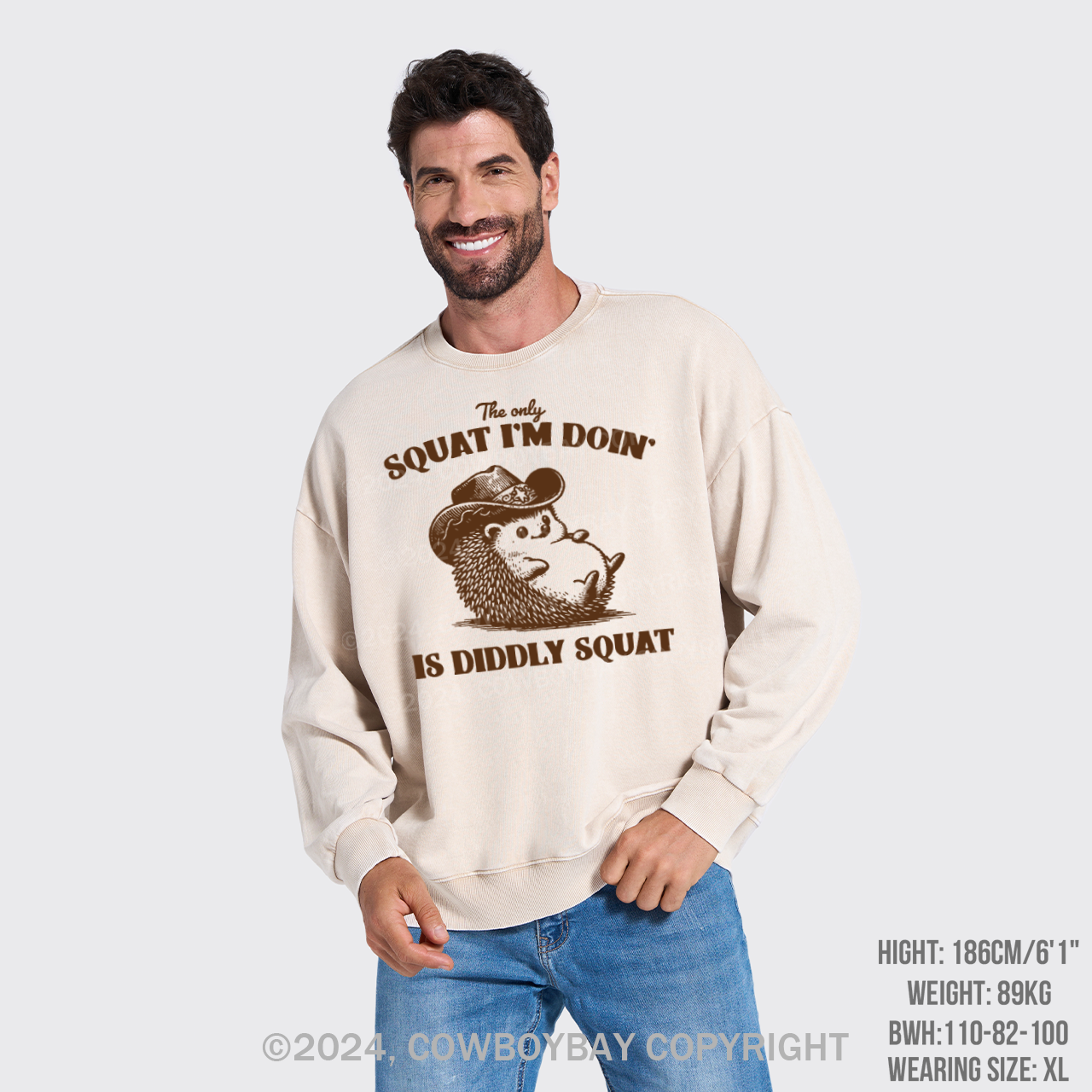 The Only Squat I'm Doing,Is Diddly Squat Washed Sweatshirts