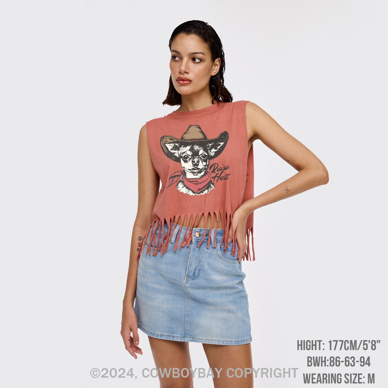 Cowboy Chihuahua,Raise Hell Fringe Tank