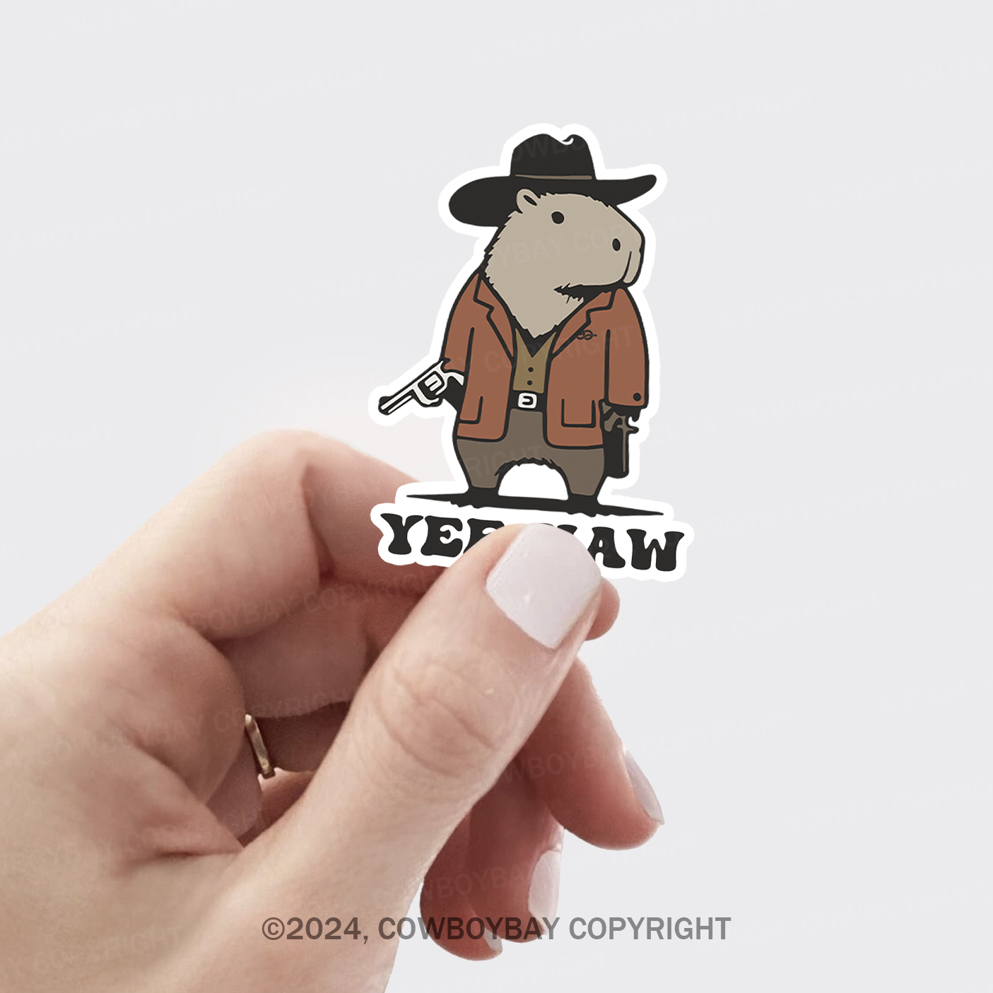 Funny Capybara Cowboy Sticker 