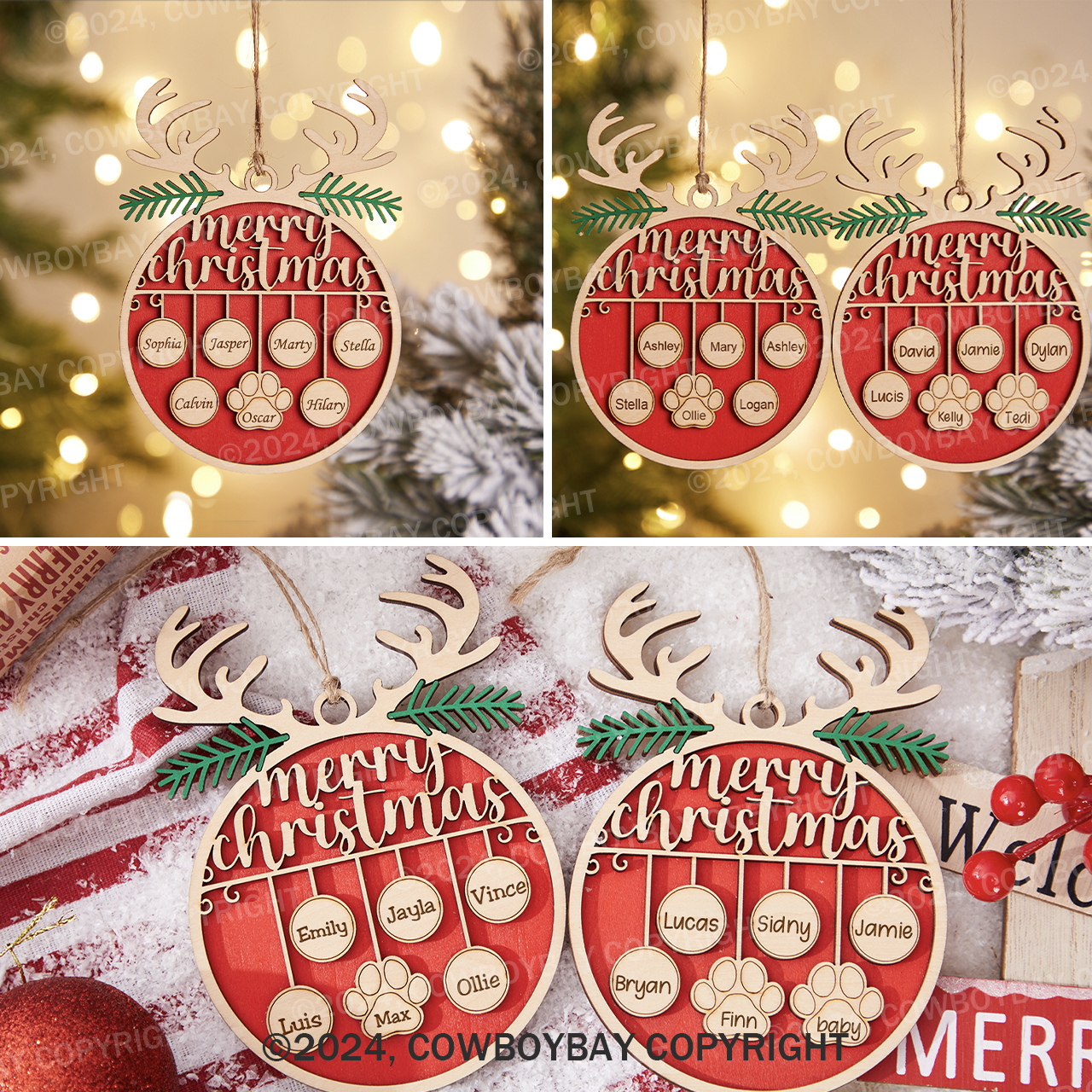 Personalized Wooden Elk Christmas Ornament