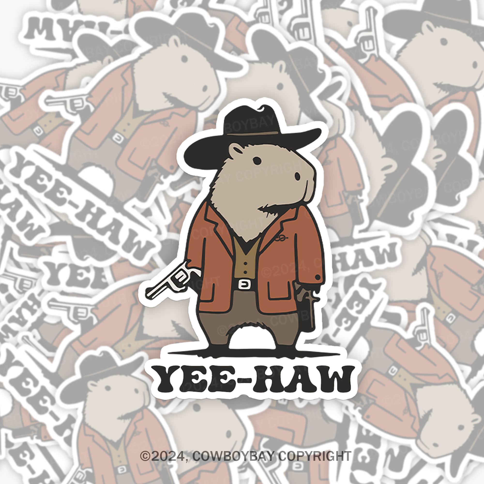 Funny Capybara Cowboy Sticker 