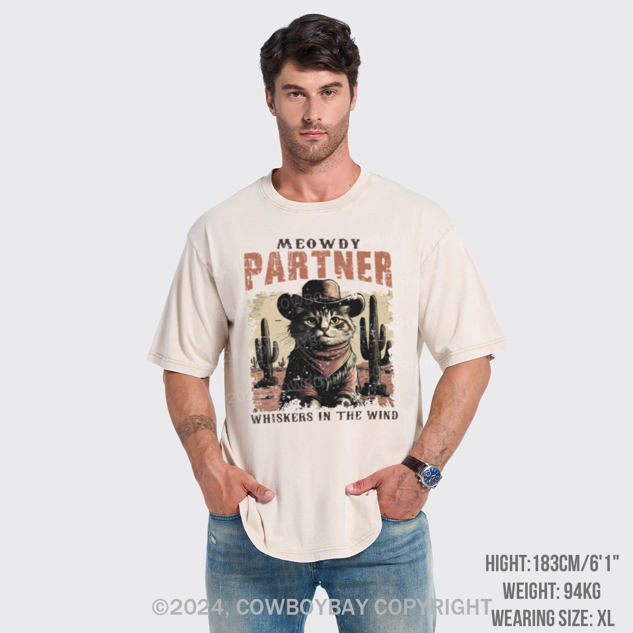 Meowdy Partner Cowboy Cat Garment-dye Tees