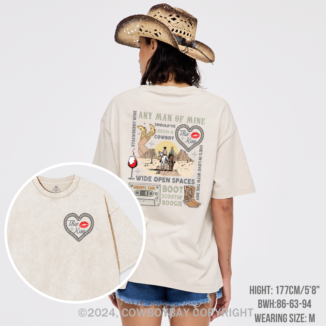 90s Country Music Any Man Of Mine Valentine Garment-dye Tees